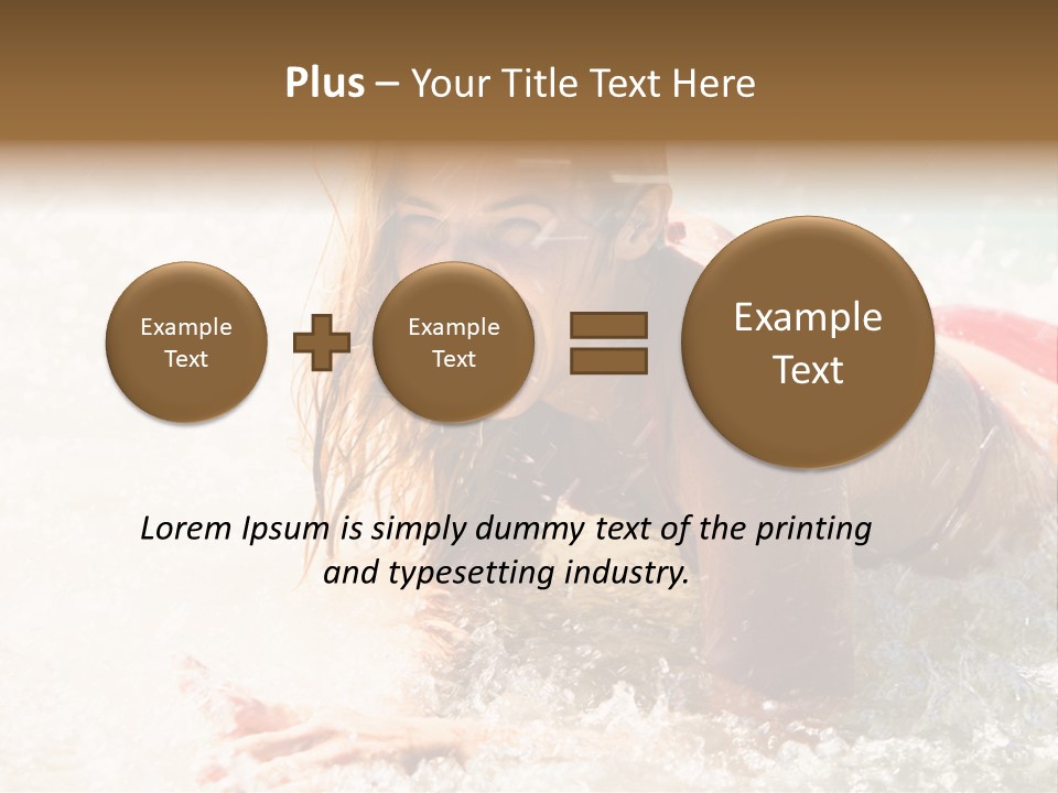 A Woman Is In The Water On A Surfboard PowerPoint Template