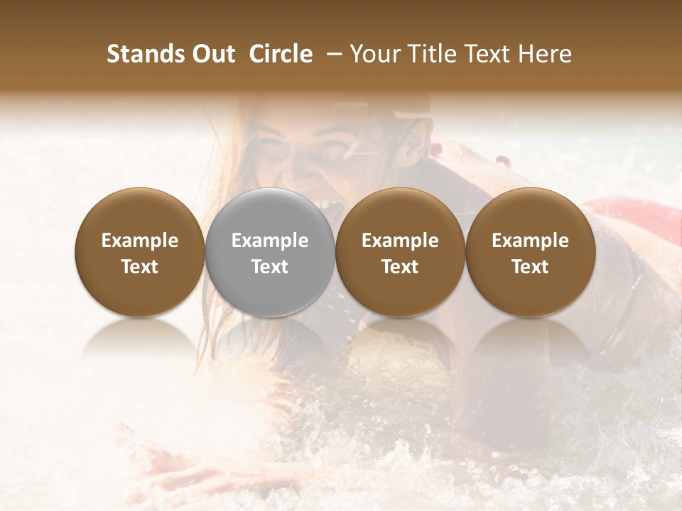 A Woman Is In The Water On A Surfboard PowerPoint Template