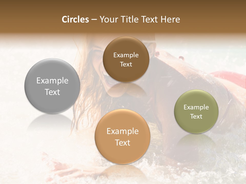 A Woman Is In The Water On A Surfboard PowerPoint Template