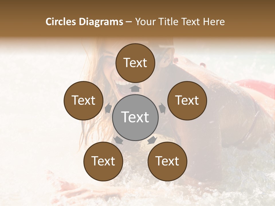 A Woman Is In The Water On A Surfboard PowerPoint Template