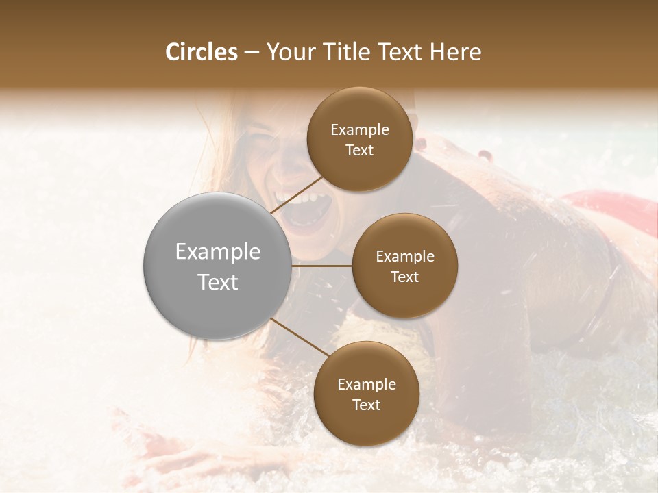 A Woman Is In The Water On A Surfboard PowerPoint Template