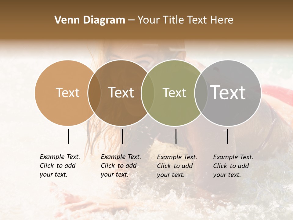 A Woman Is In The Water On A Surfboard PowerPoint Template