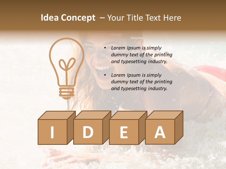 A Woman Is In The Water On A Surfboard PowerPoint Template