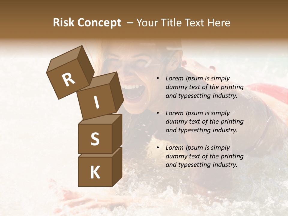 A Woman Is In The Water On A Surfboard PowerPoint Template