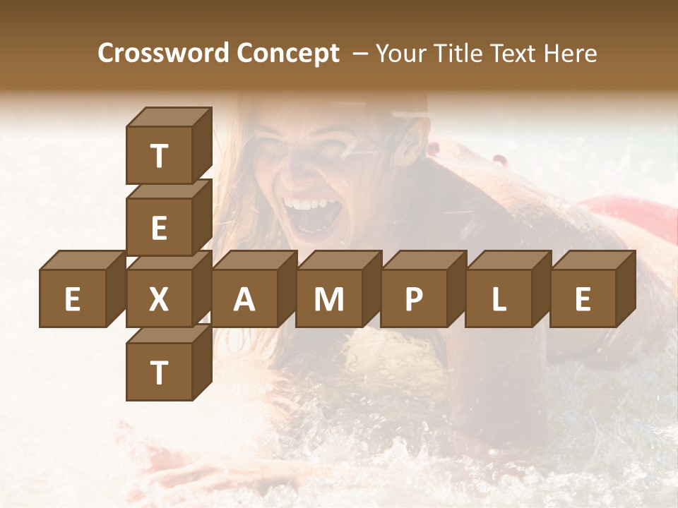A Woman Is In The Water On A Surfboard PowerPoint Template
