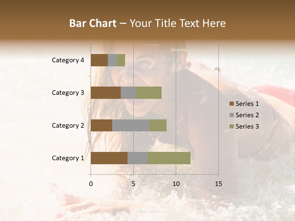 A Woman Is In The Water On A Surfboard PowerPoint Template