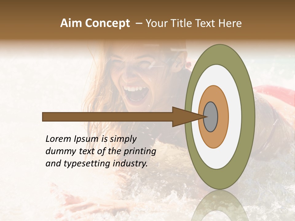 A Woman Is In The Water On A Surfboard PowerPoint Template
