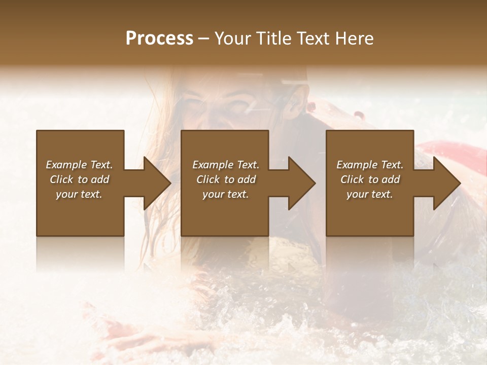 A Woman Is In The Water On A Surfboard PowerPoint Template