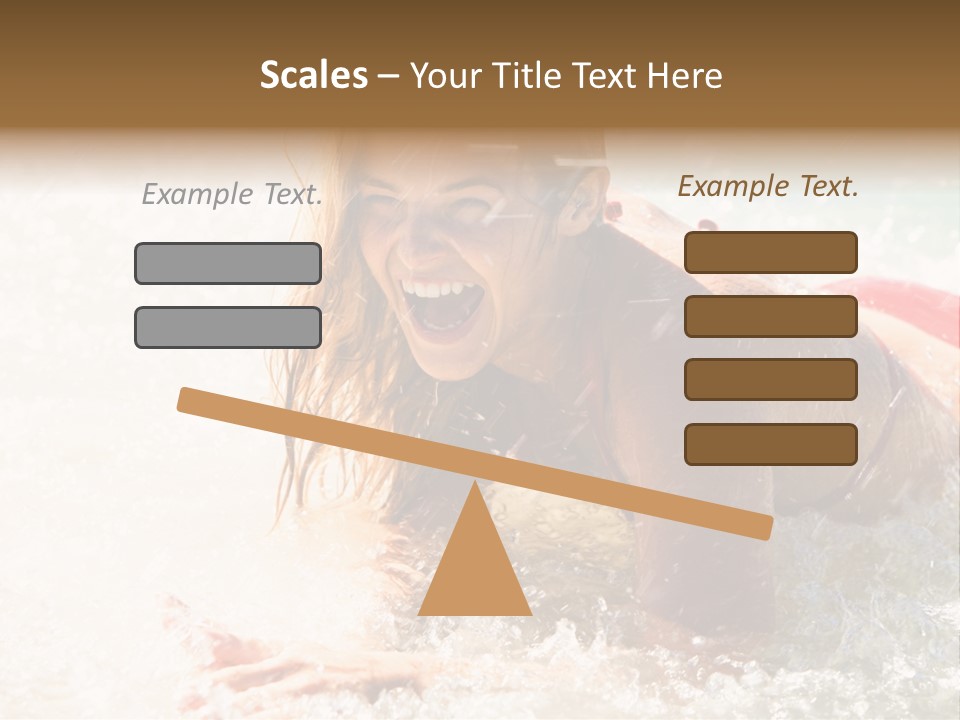 A Woman Is In The Water On A Surfboard PowerPoint Template