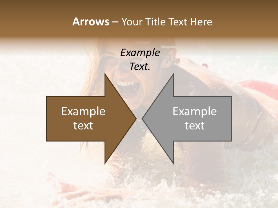 A Woman Is In The Water On A Surfboard PowerPoint Template