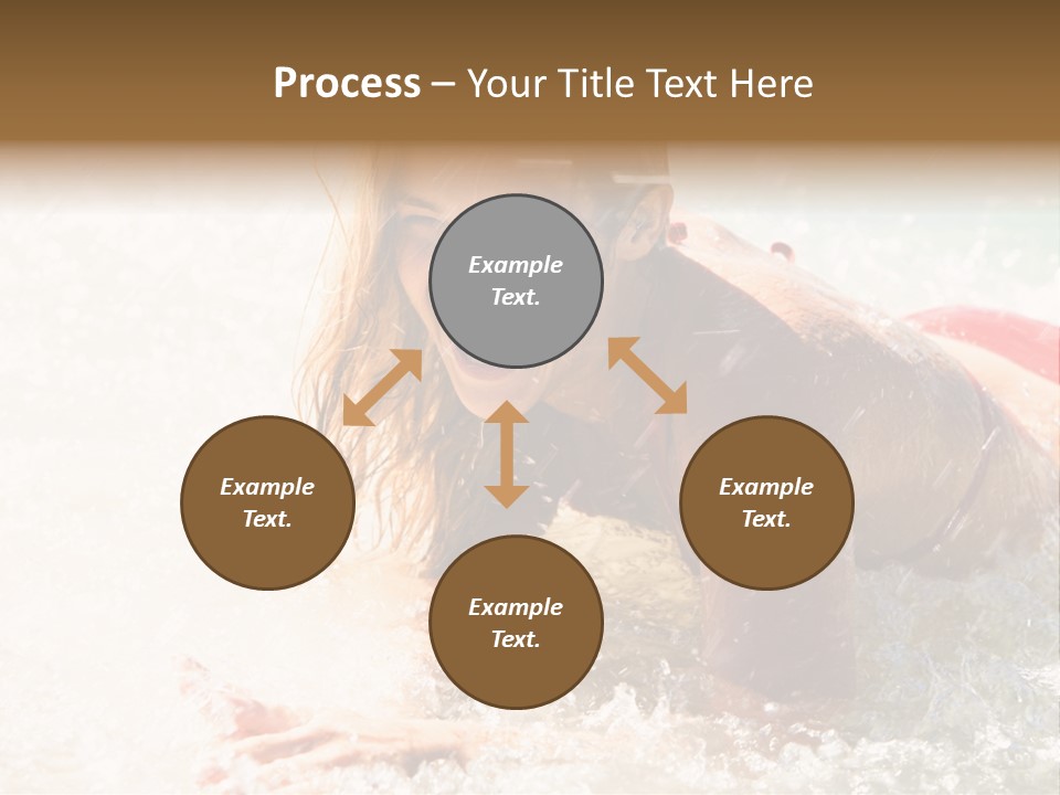 A Woman Is In The Water On A Surfboard PowerPoint Template