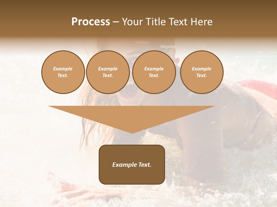 A Woman Is In The Water On A Surfboard PowerPoint Template