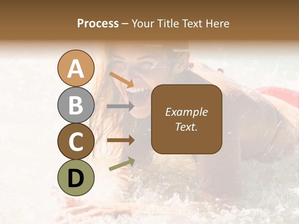 A Woman Is In The Water On A Surfboard PowerPoint Template