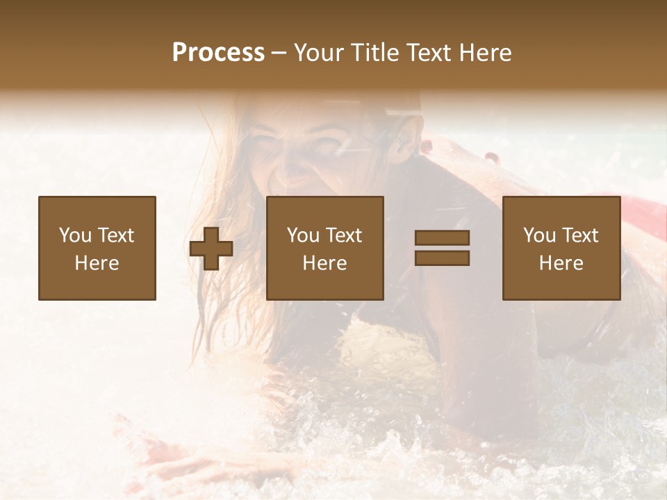 A Woman Is In The Water On A Surfboard PowerPoint Template