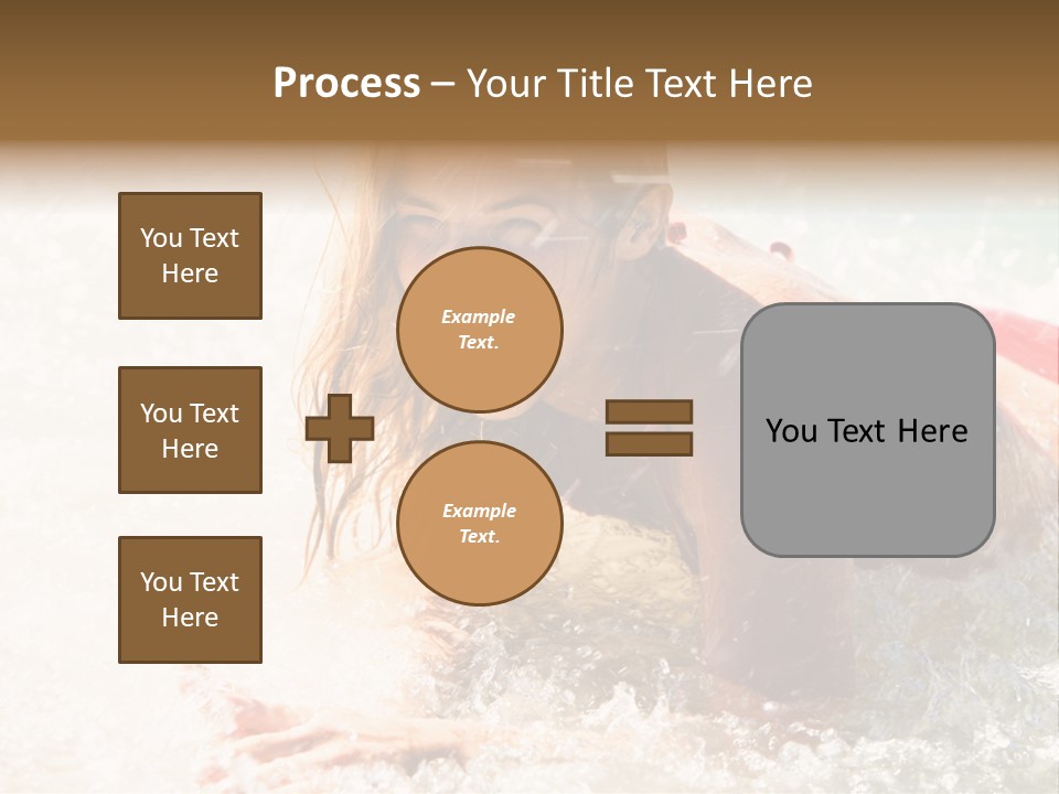 A Woman Is In The Water On A Surfboard PowerPoint Template