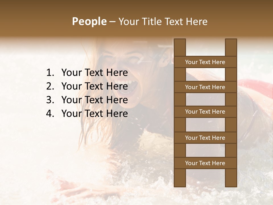 A Woman Is In The Water On A Surfboard PowerPoint Template