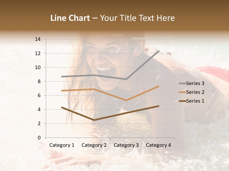 A Woman Is In The Water On A Surfboard PowerPoint Template