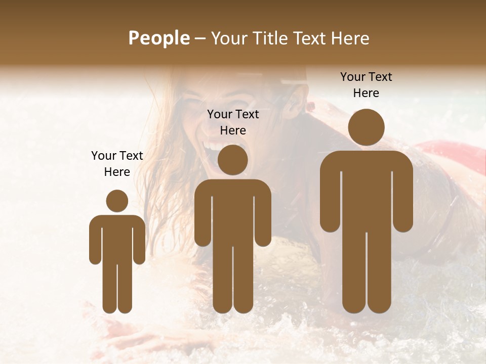 A Woman Is In The Water On A Surfboard PowerPoint Template