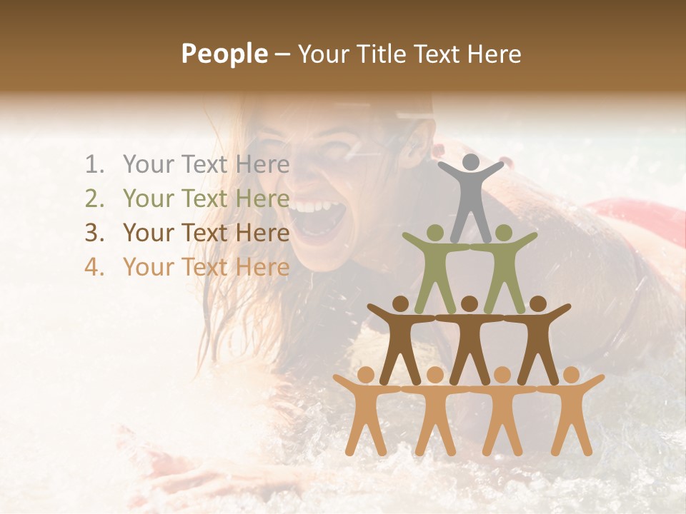 A Woman Is In The Water On A Surfboard PowerPoint Template