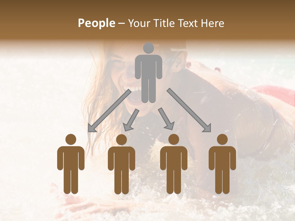 A Woman Is In The Water On A Surfboard PowerPoint Template