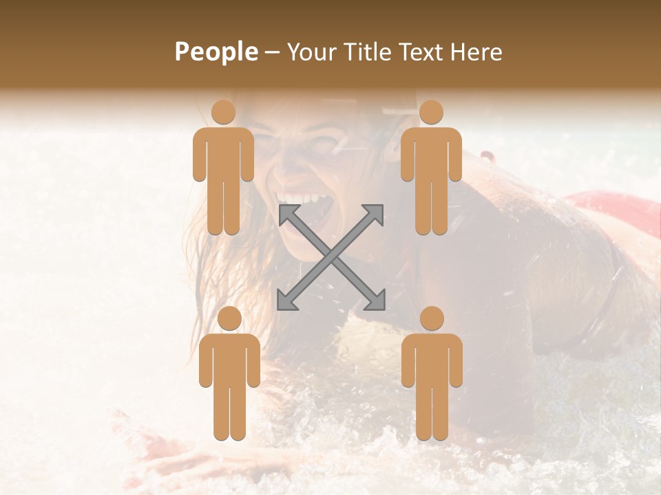 A Woman Is In The Water On A Surfboard PowerPoint Template