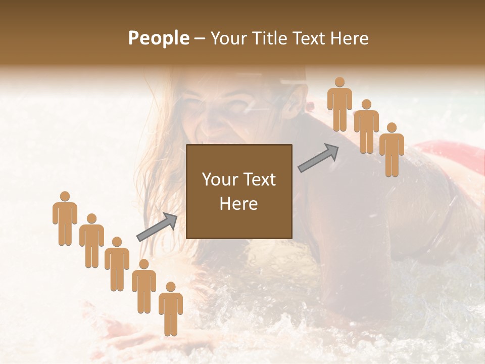A Woman Is In The Water On A Surfboard PowerPoint Template