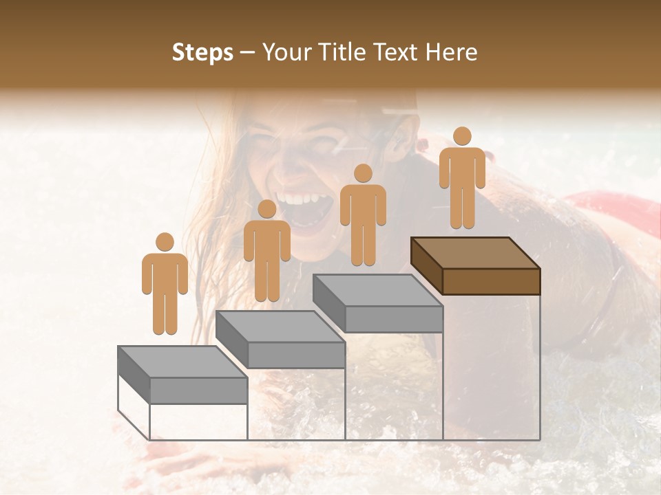 A Woman Is In The Water On A Surfboard PowerPoint Template