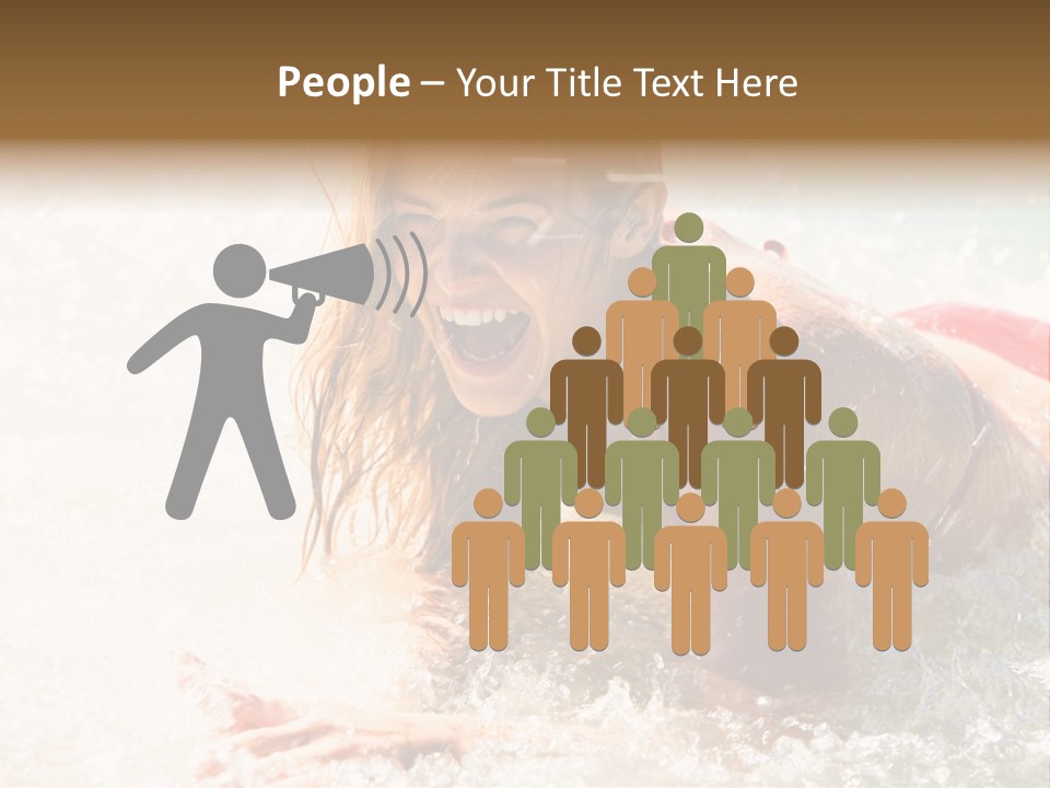 A Woman Is In The Water On A Surfboard PowerPoint Template