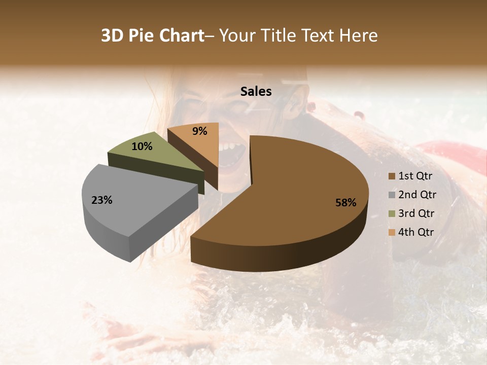 A Woman Is In The Water On A Surfboard PowerPoint Template