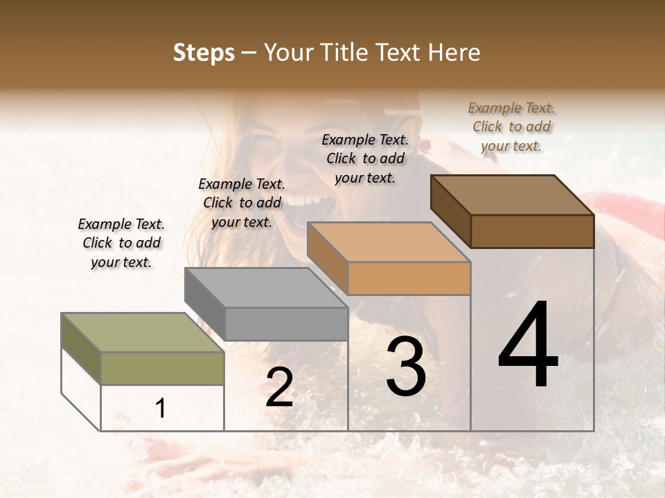 A Woman Is In The Water On A Surfboard PowerPoint Template