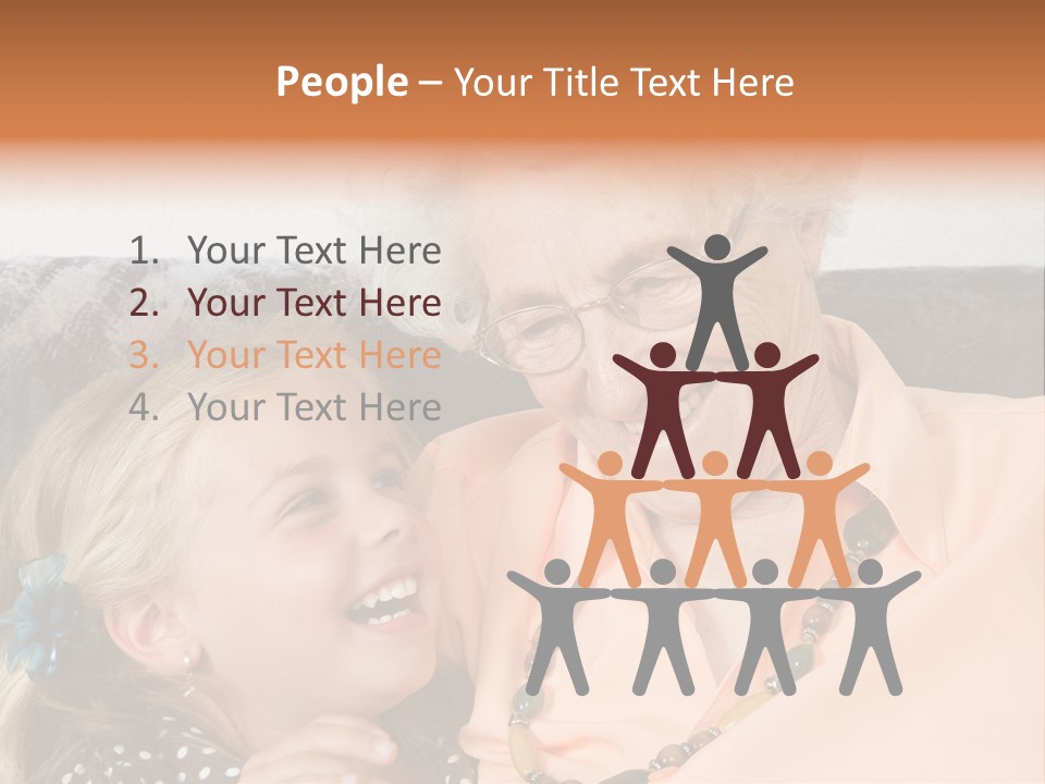 A Little Girl With Is Laughing With Her Great-Grandmother PowerPoint Template