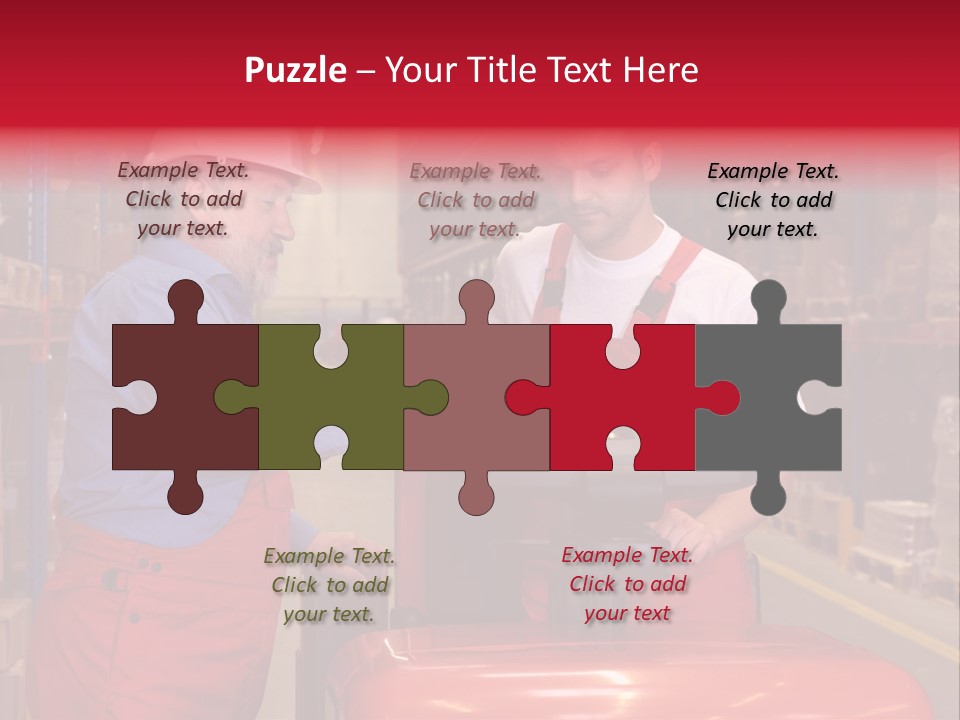 A Senior Worker Teaching His Junior The Operation Of A Fork Lift Vehicle In A Factory PowerPoint Template