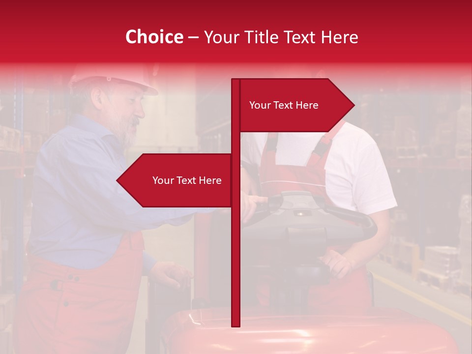 A Senior Worker Teaching His Junior The Operation Of A Fork Lift Vehicle In A Factory PowerPoint Template