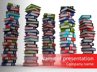 Stack Of Binders (Render) PowerPoint Template