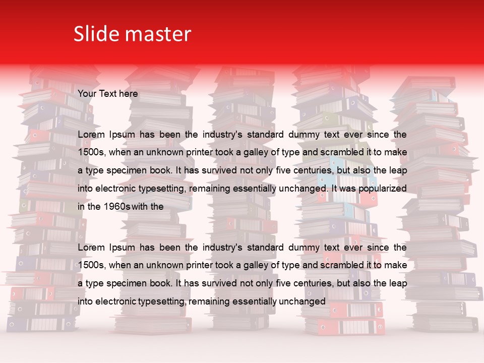 Stack Of Binders (Render) PowerPoint Template