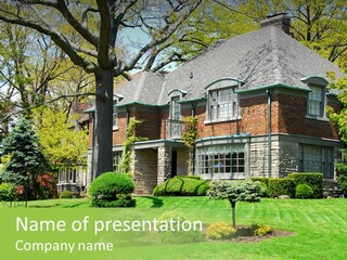 Luxury Two-Storey House With Beautiful Landscaping PowerPoint Template