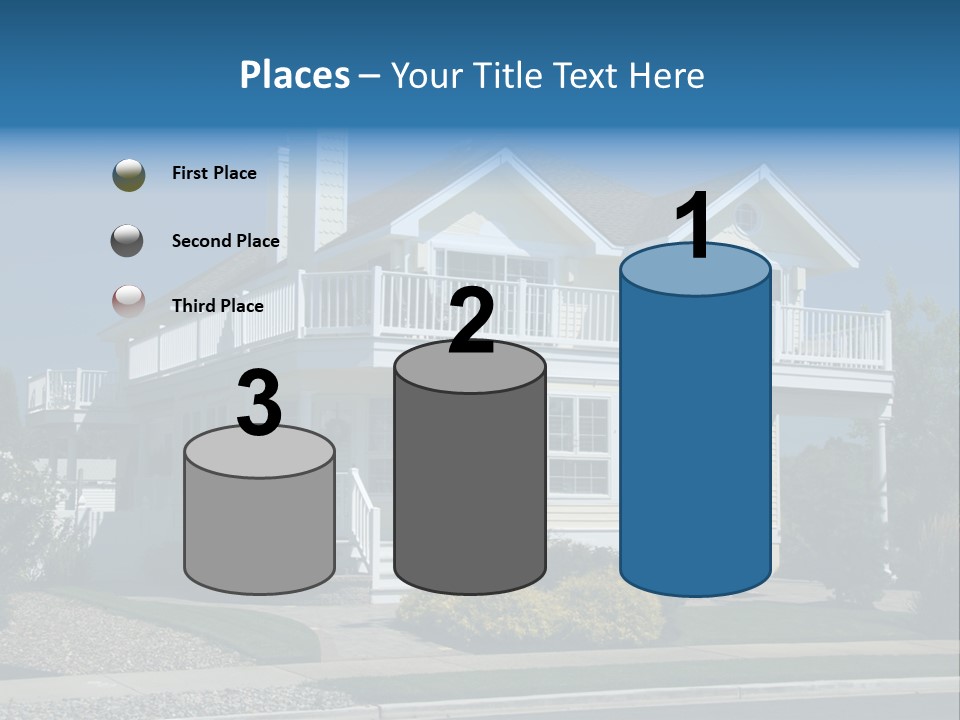 Contemporary Beach House; Pastel Yellow Against Deep Blue Sky PowerPoint Template