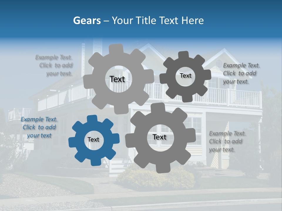 Contemporary Beach House; Pastel Yellow Against Deep Blue Sky PowerPoint Template