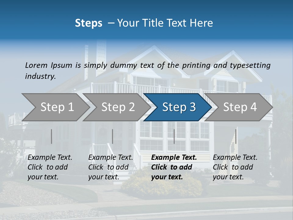 Contemporary Beach House; Pastel Yellow Against Deep Blue Sky PowerPoint Template