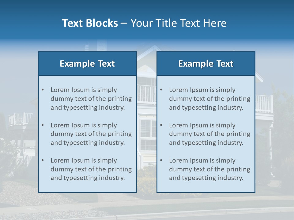 Contemporary Beach House; Pastel Yellow Against Deep Blue Sky PowerPoint Template