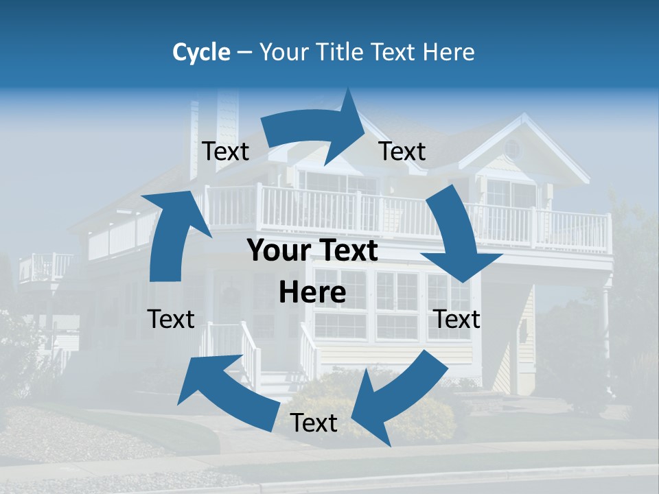 Contemporary Beach House; Pastel Yellow Against Deep Blue Sky PowerPoint Template