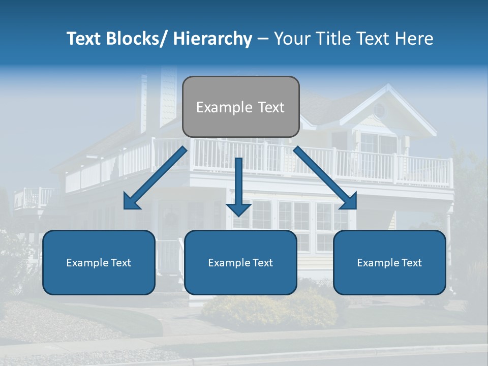 Contemporary Beach House; Pastel Yellow Against Deep Blue Sky PowerPoint Template