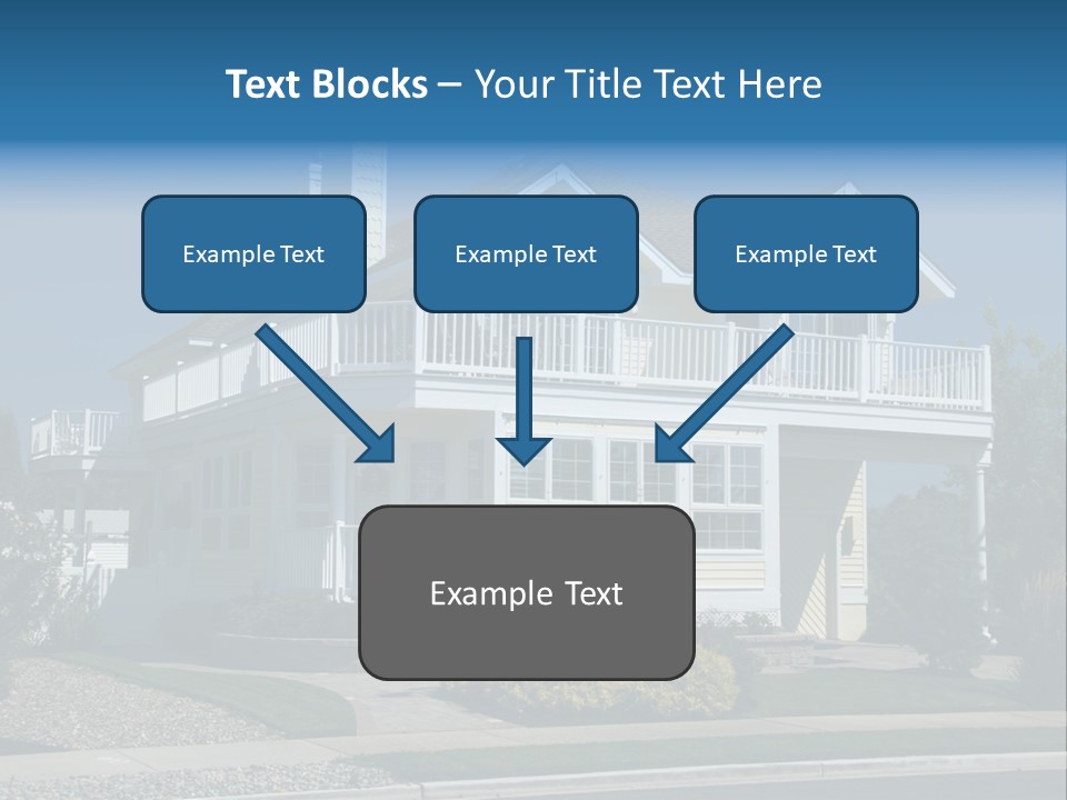 Contemporary Beach House; Pastel Yellow Against Deep Blue Sky PowerPoint Template