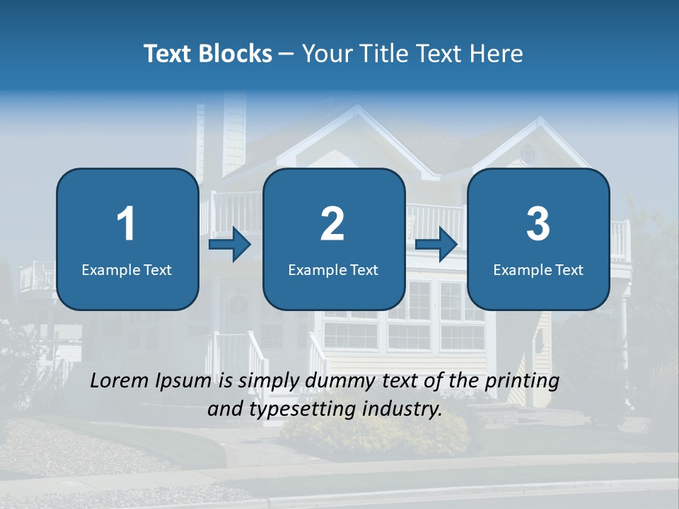 Contemporary Beach House; Pastel Yellow Against Deep Blue Sky PowerPoint Template