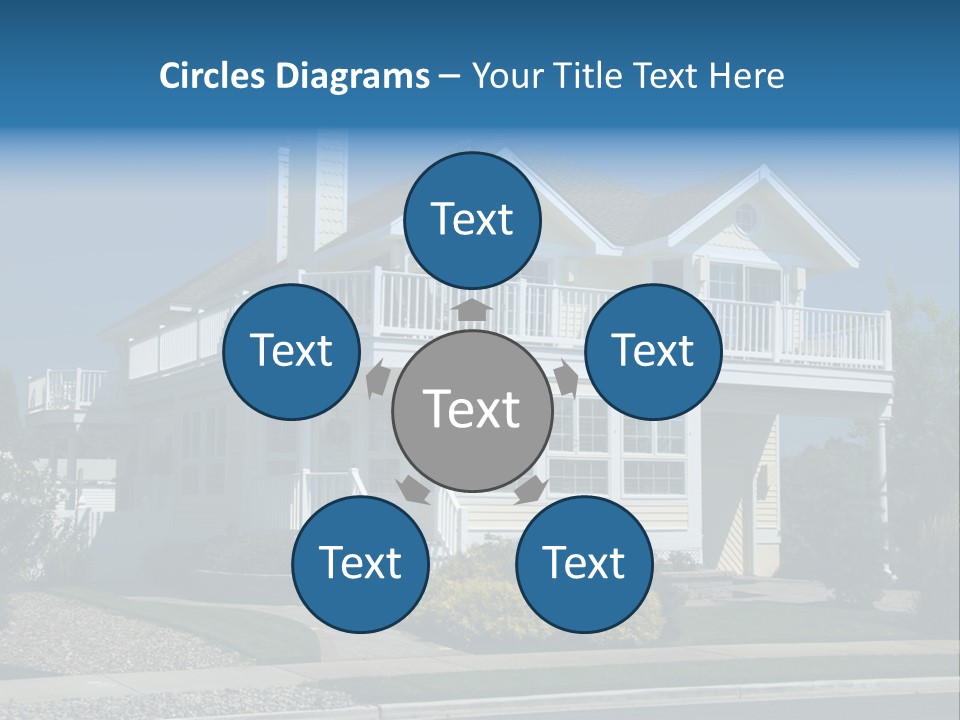 Contemporary Beach House; Pastel Yellow Against Deep Blue Sky PowerPoint Template