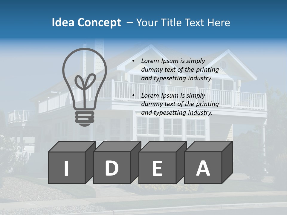 Contemporary Beach House; Pastel Yellow Against Deep Blue Sky PowerPoint Template