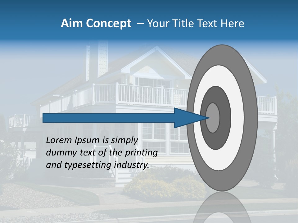 Contemporary Beach House; Pastel Yellow Against Deep Blue Sky PowerPoint Template