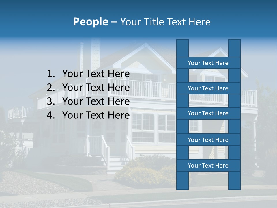 Contemporary Beach House; Pastel Yellow Against Deep Blue Sky PowerPoint Template