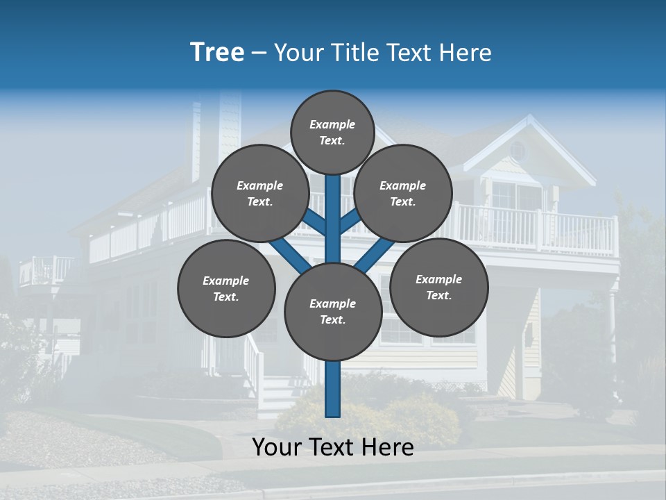 Contemporary Beach House; Pastel Yellow Against Deep Blue Sky PowerPoint Template