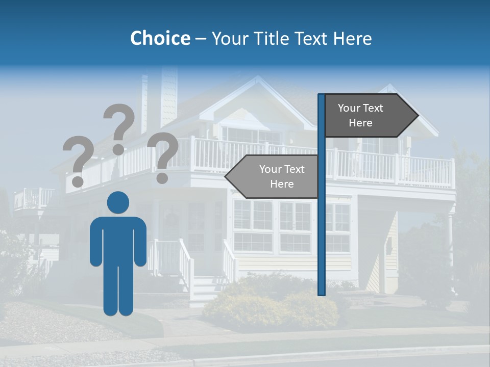 Contemporary Beach House; Pastel Yellow Against Deep Blue Sky PowerPoint Template